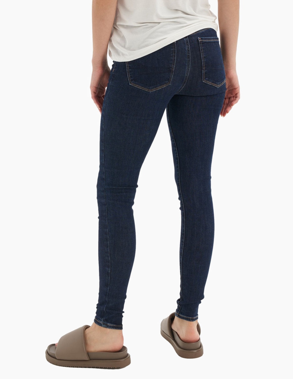 Jeans skinny American Eagle lavado obscuro corte cintura para mujer