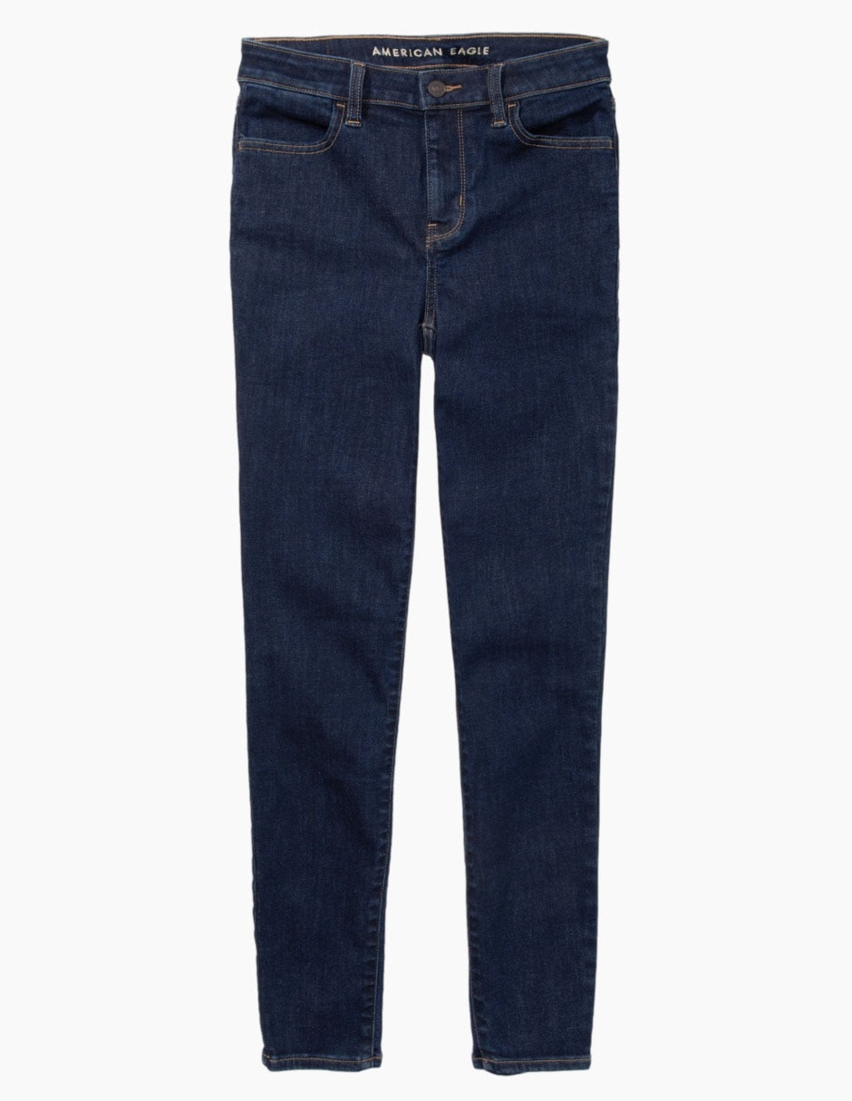 Jeans skinny American Eagle lavado obscuro corte cintura para mujer