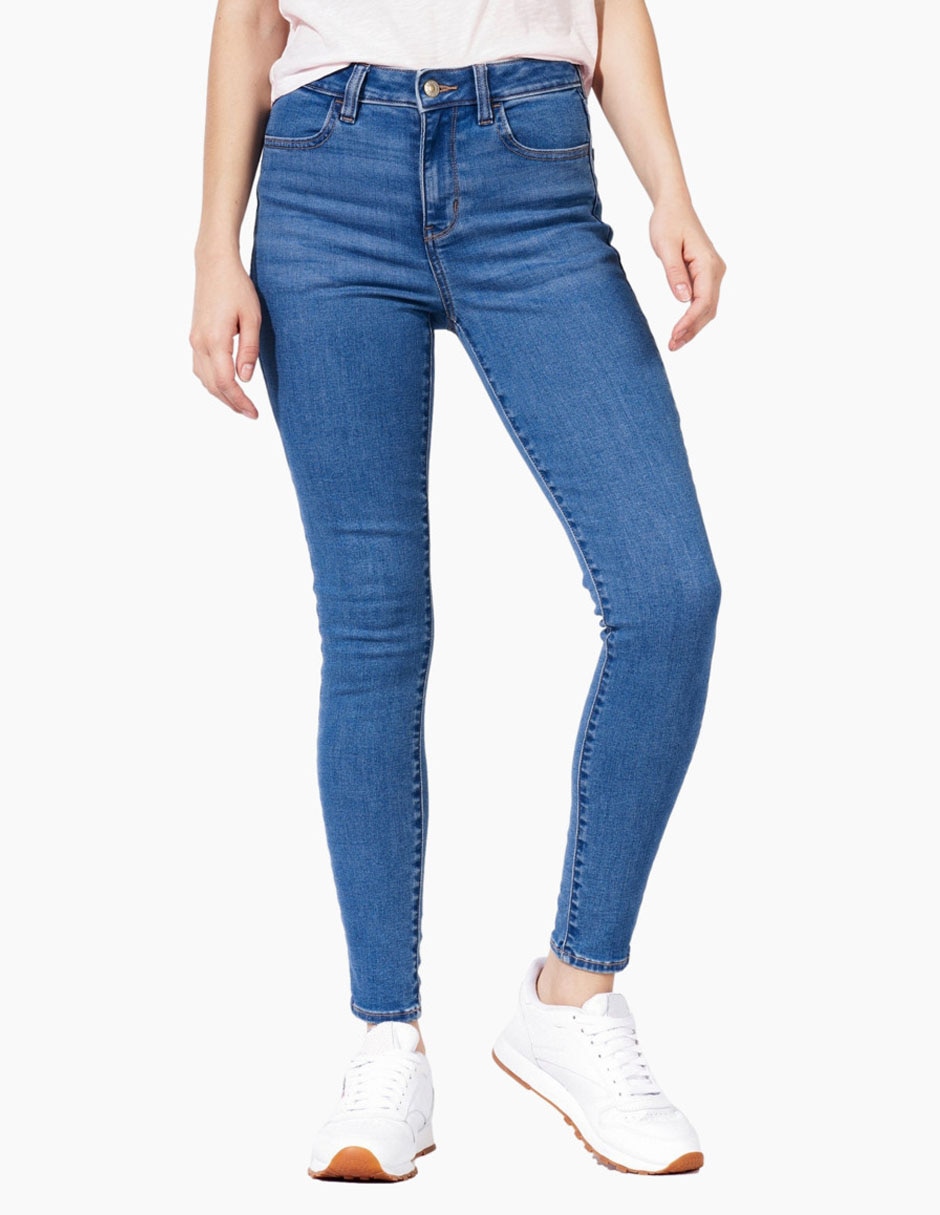 Jeans skinny American Eagle lavado obscuro corte cintura para mujer