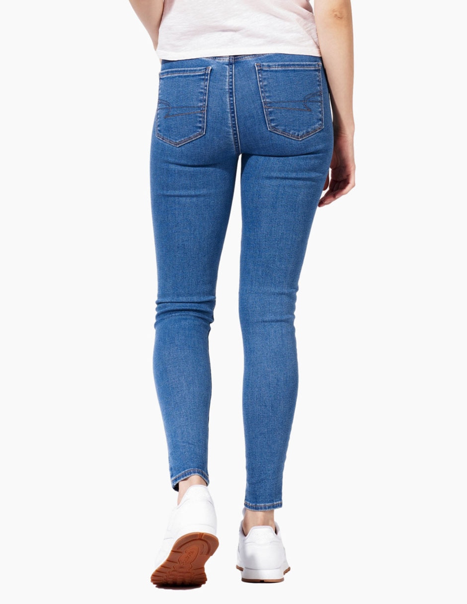 Jeans skinny American Eagle lavado obscuro corte cintura para mujer
