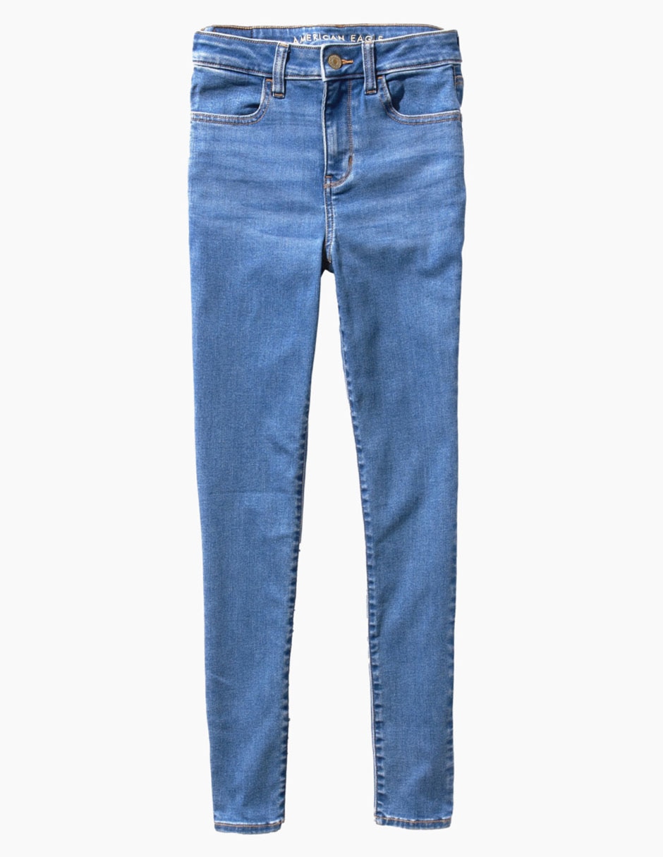 Jeans skinny American Eagle lavado obscuro corte cintura para mujer