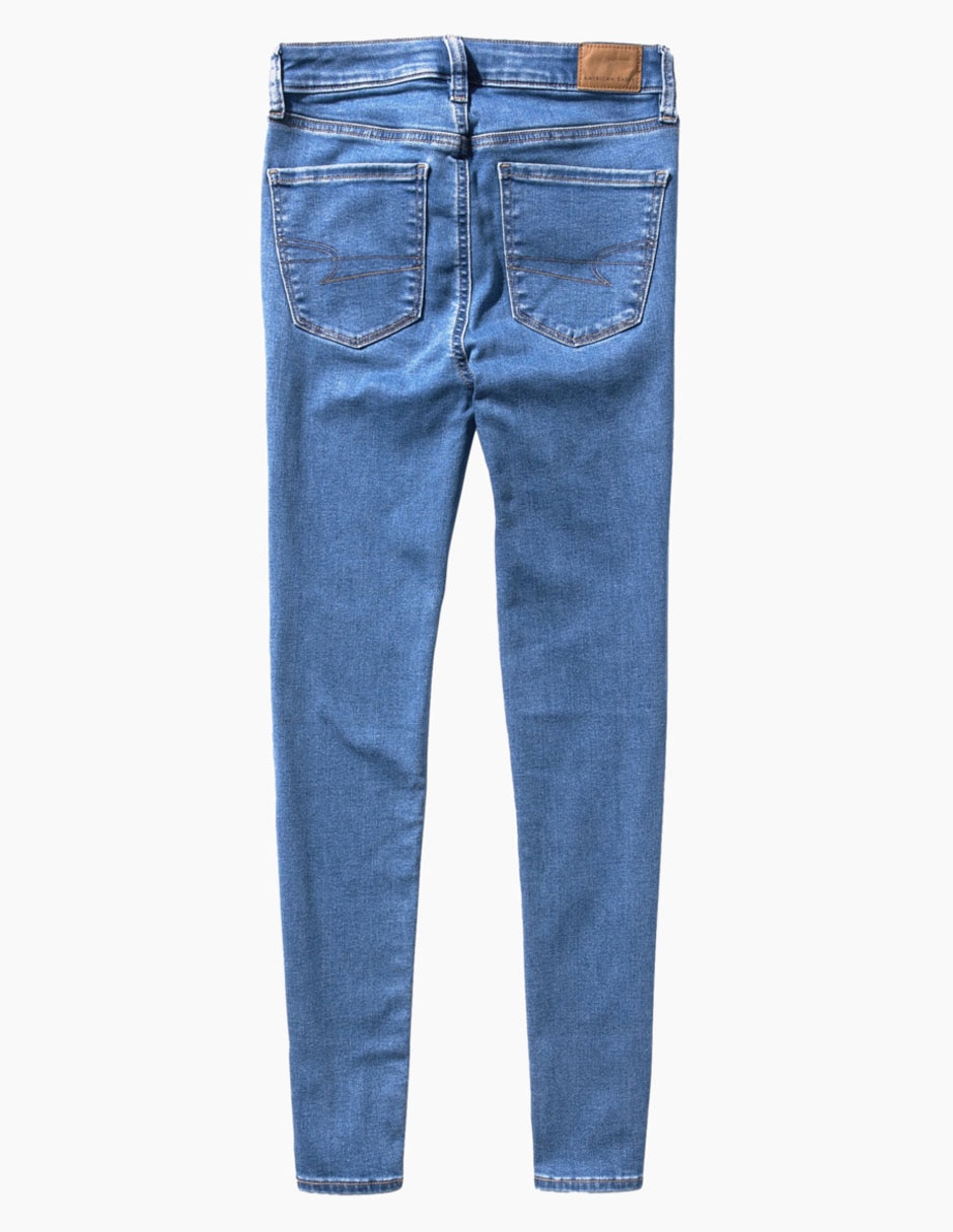 Jeans skinny American Eagle lavado obscuro corte cintura para mujer