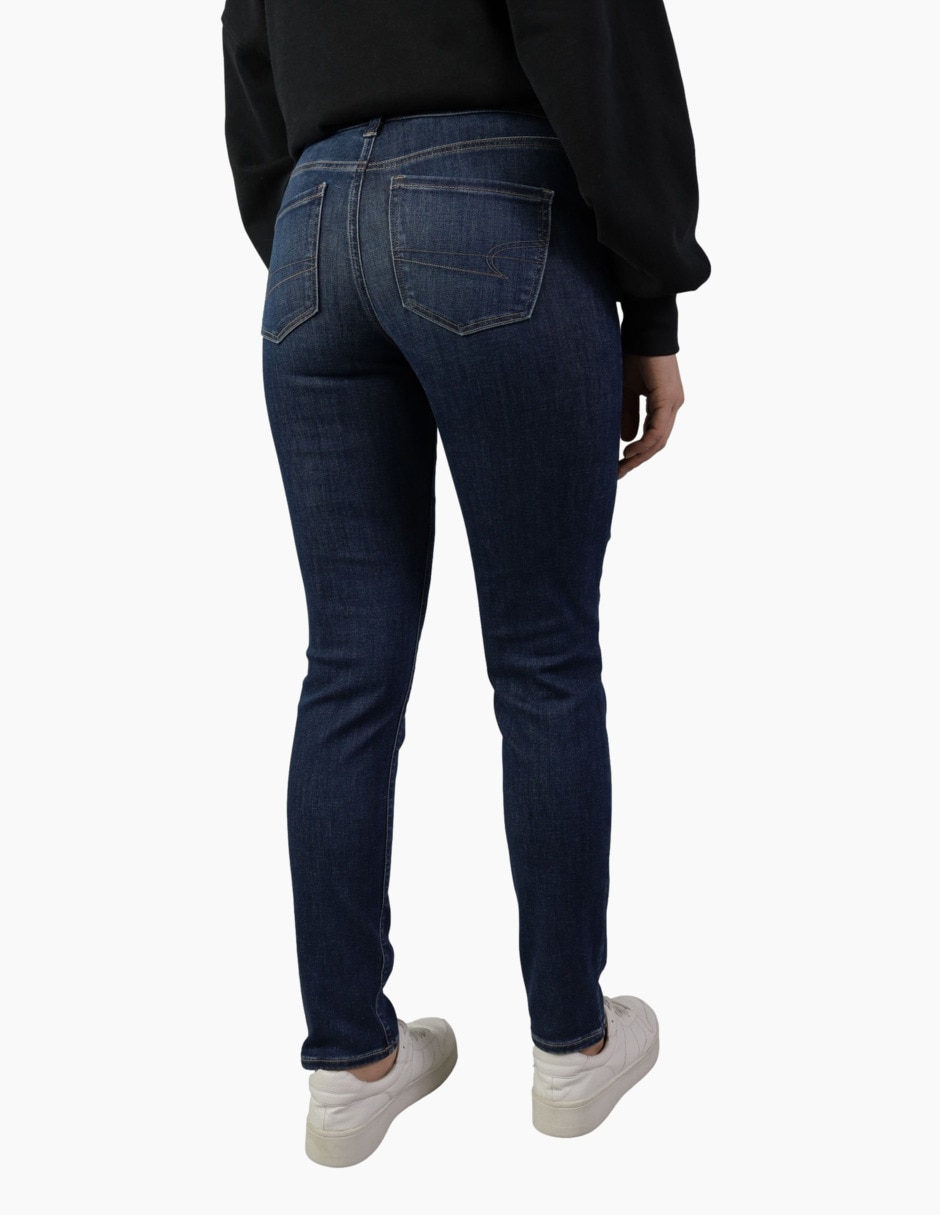 Jeans regular skinny fit corte media cintura para mujer 4
