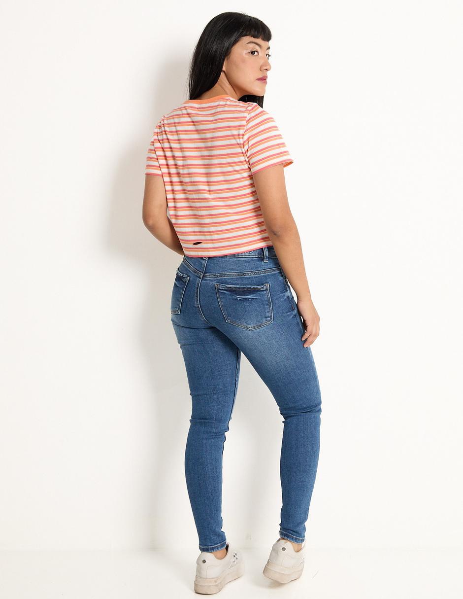 Jeans skinny corte cintura alta para mujer 2