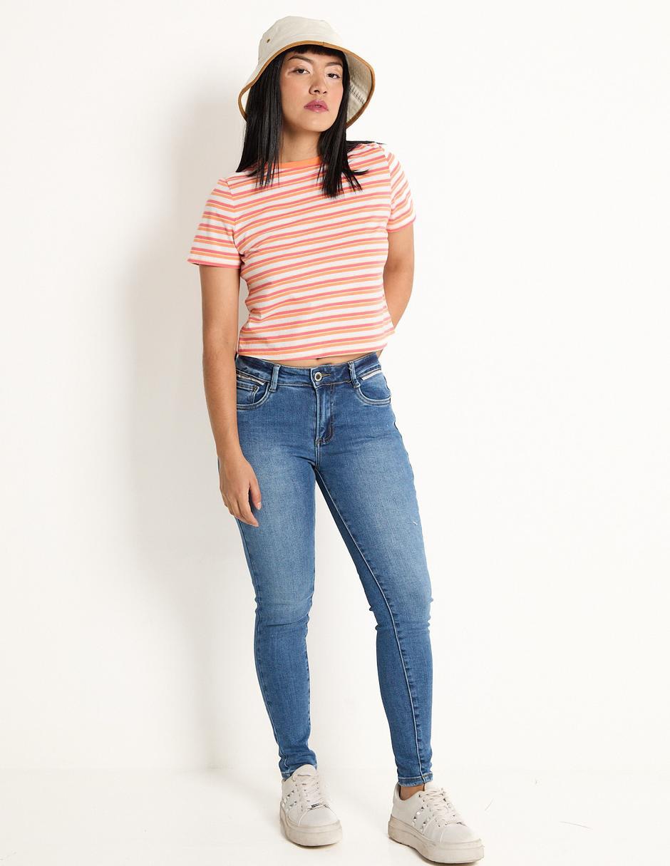 Jeans skinny corte cintura alta para mujer 3