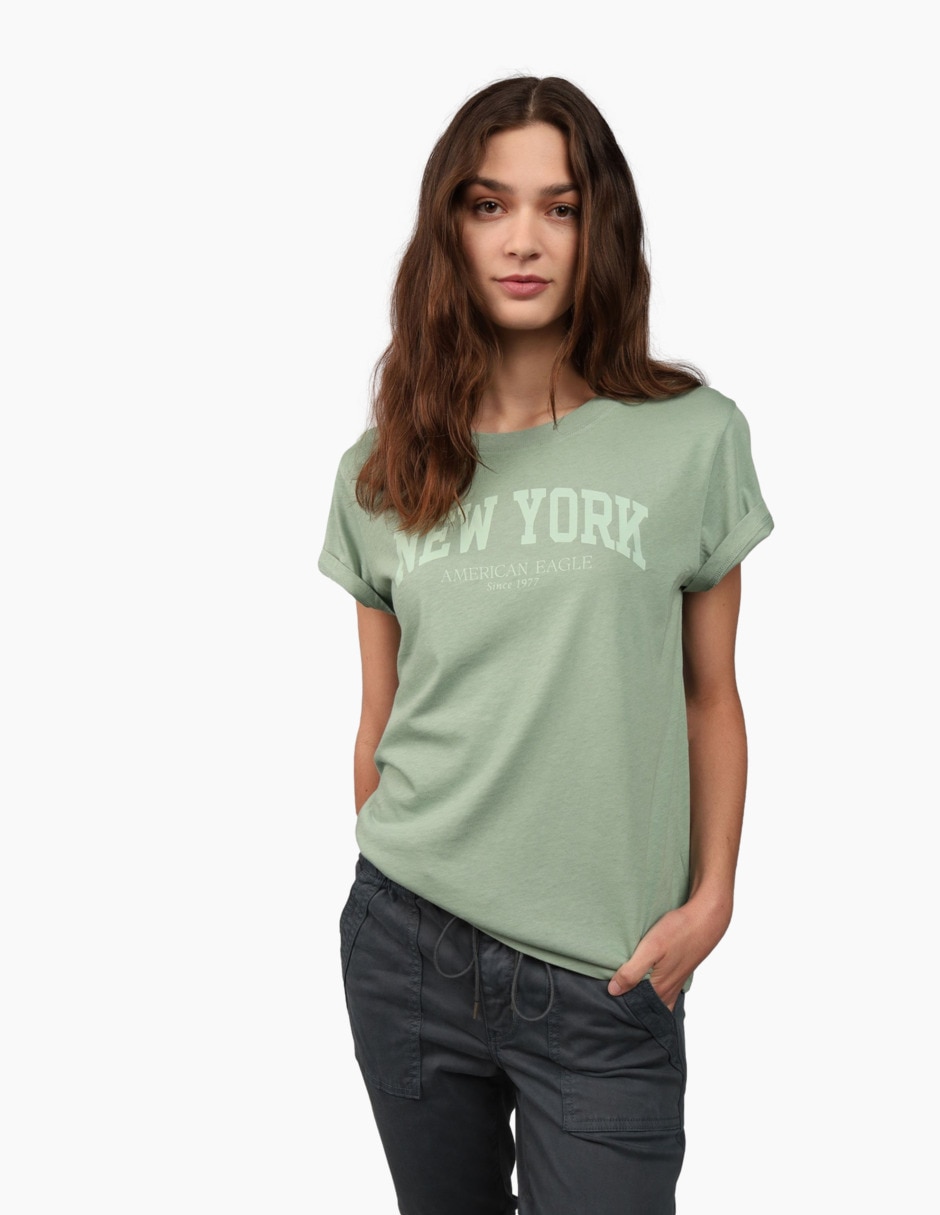 Playera manga corta American Eagle Value Branded T-Shirt cuello redondo para mujer