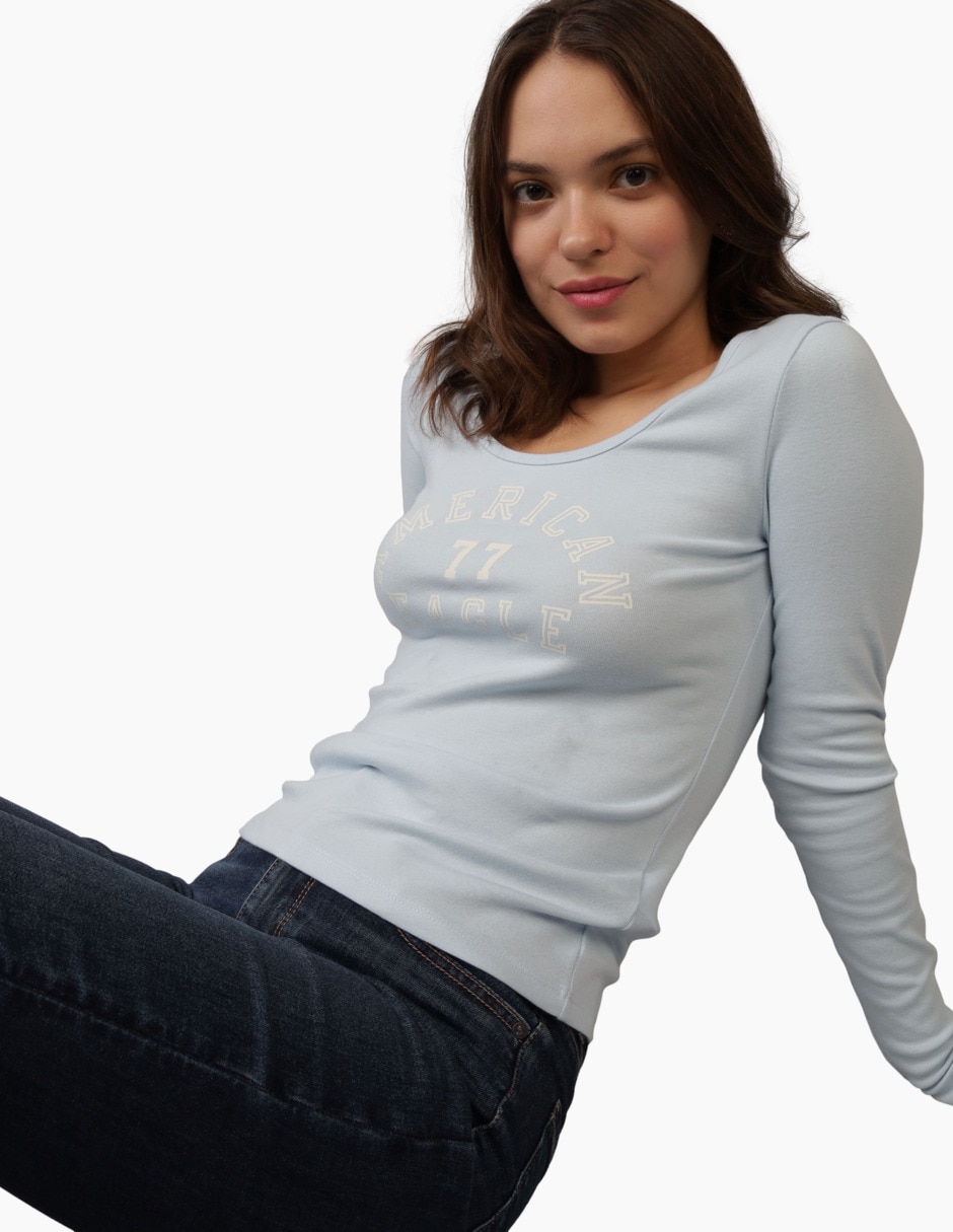 Playera manga larga cuello redondo para mujer Playera manga larga cuello redondo para mujer
