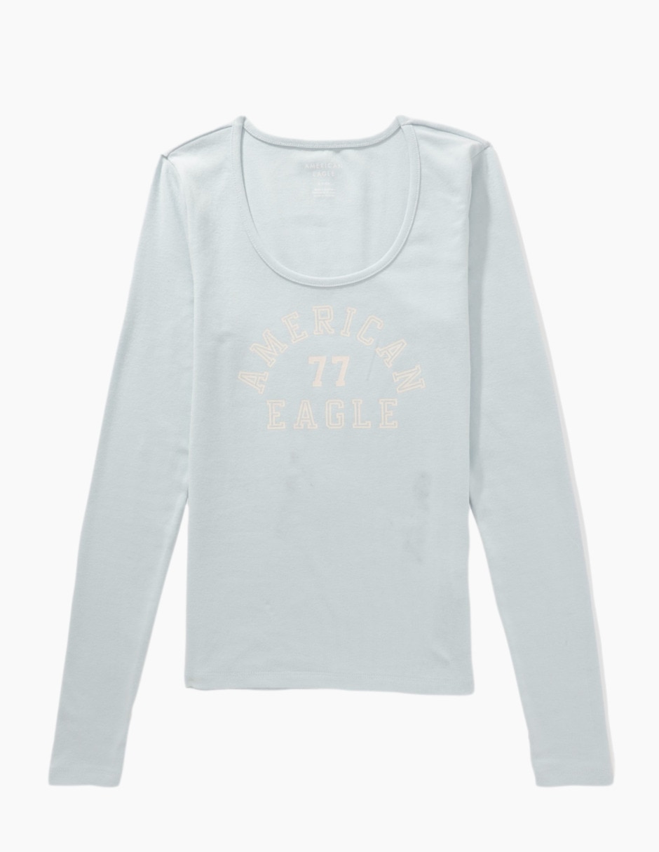 Playera manga larga American Eagle cuello redondo para mujer