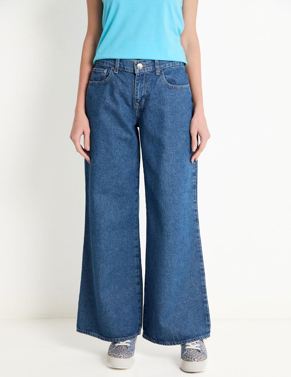 Jeans wide leg Oggi corte cadera para mujer