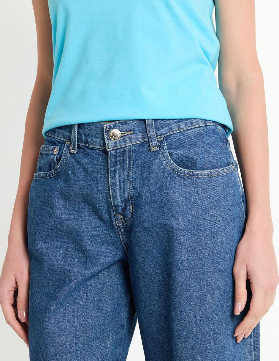 Jeans wide leg Oggi corte cadera para mujer