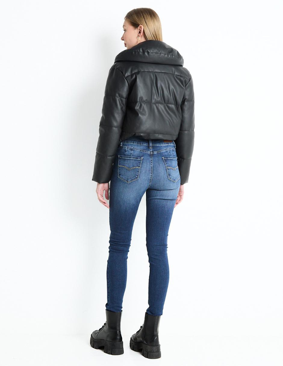 Jeans relaxed skinny corte cintura para mujer 2