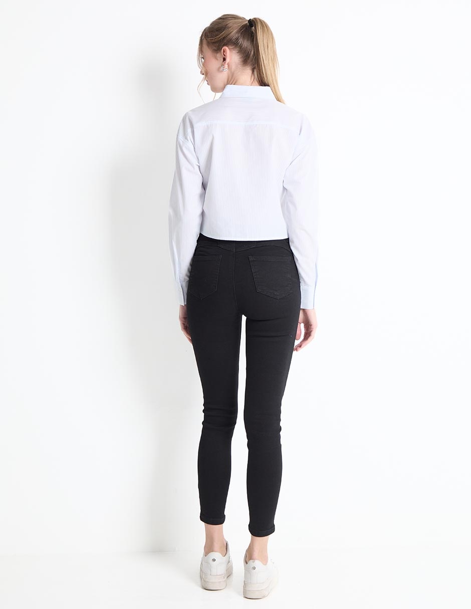 Jeans skinny corte cintura para mujer 2