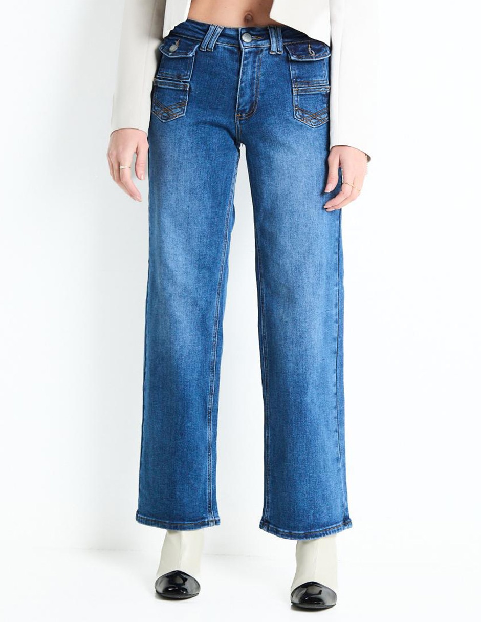 Jeans wide leg corte cintura para mujer Jeans wide leg corte cintura para mujer
