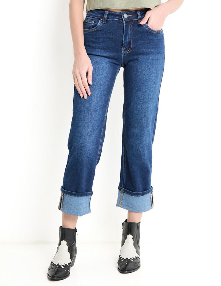 Jeans straight corte cintura para mujer Jeans straight corte cintura para mujer