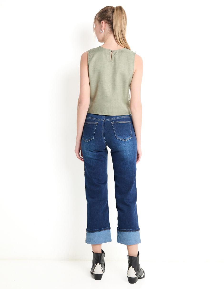 Jeans straight corte cintura para mujer 2