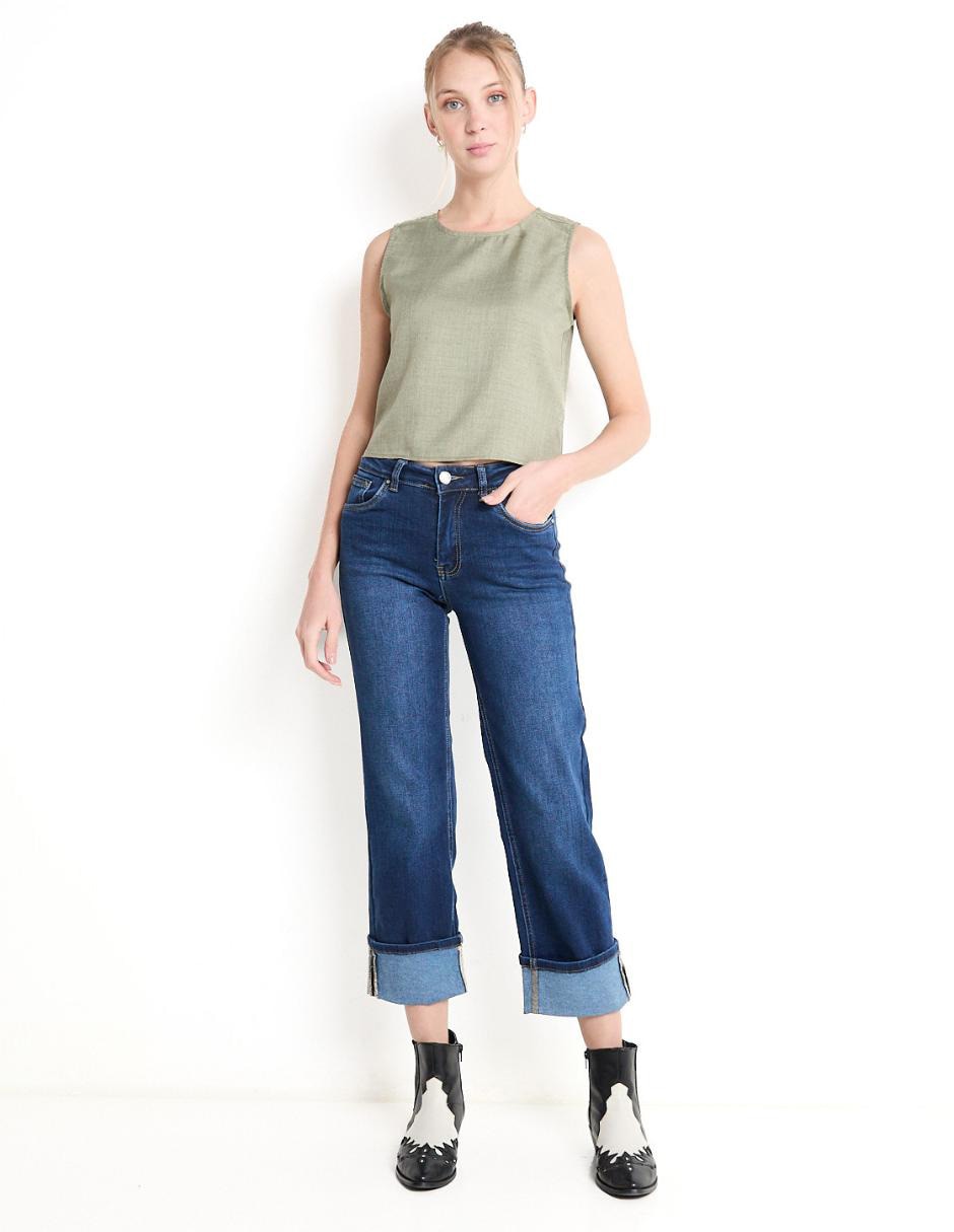 Jeans straight corte cintura para mujer 3