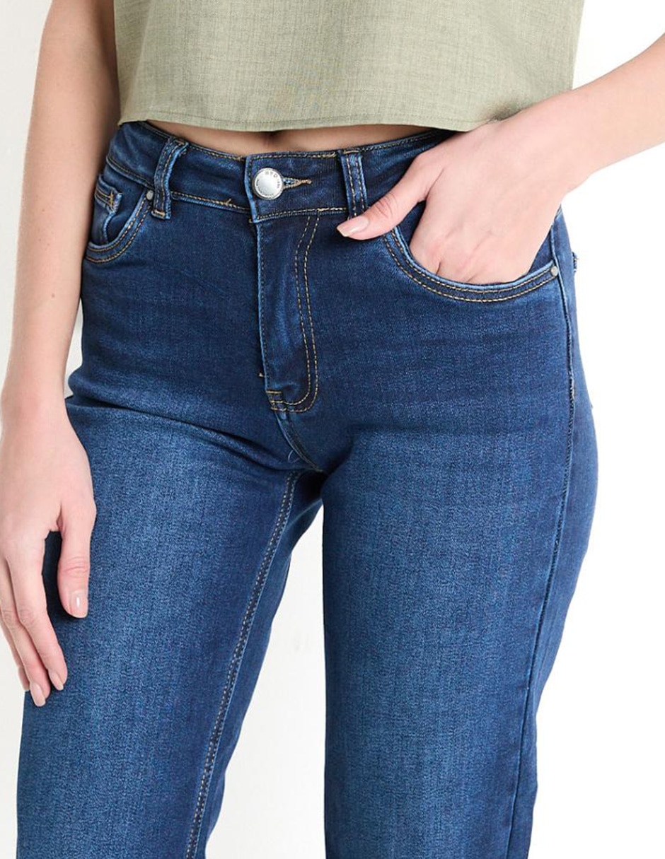 Jeans straight corte cintura para mujer 4