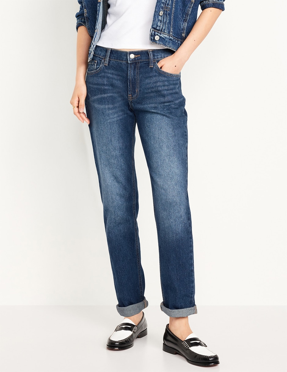 Jeans straight corte cintura para mujer Jeans straight corte cintura para mujer