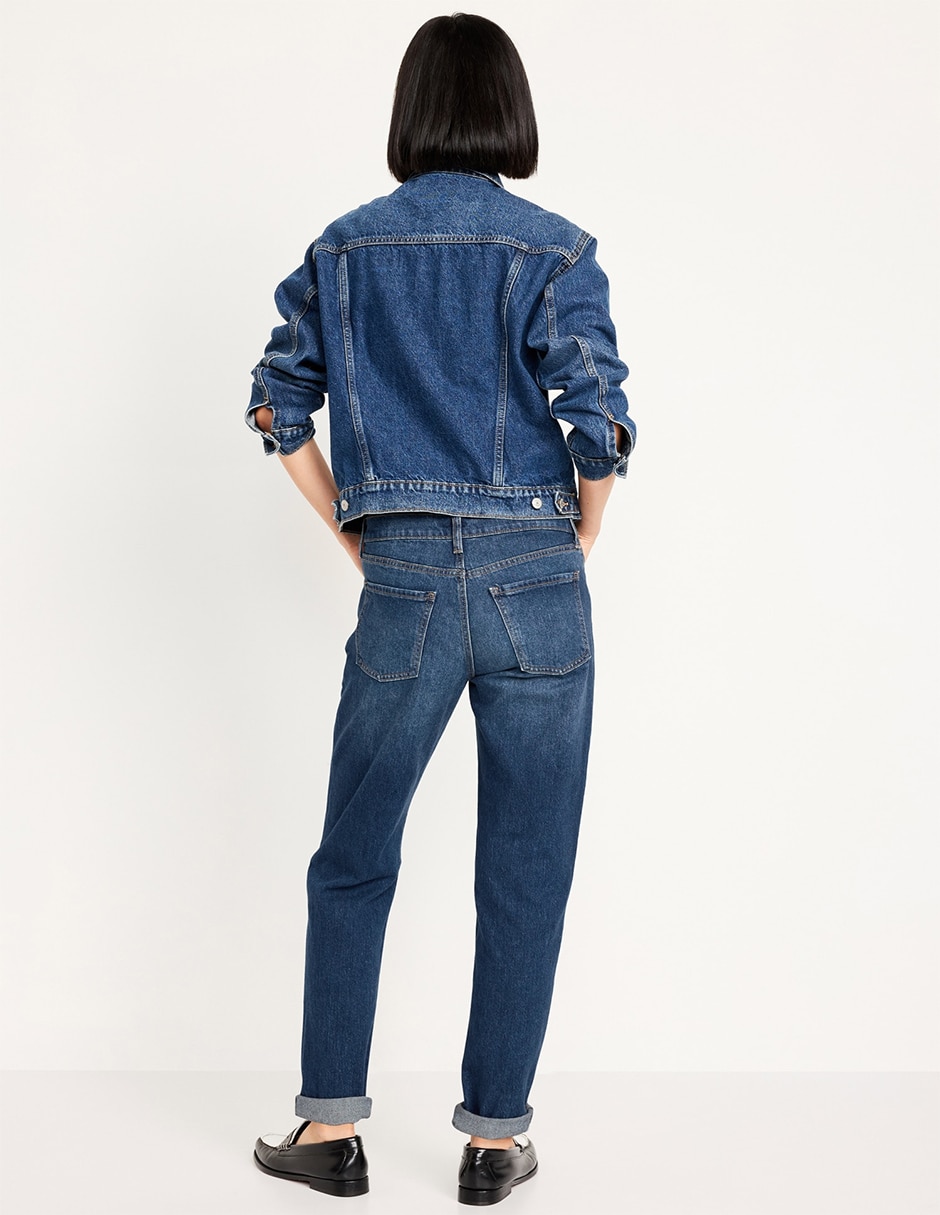 Jeans straight corte cintura para mujer 2