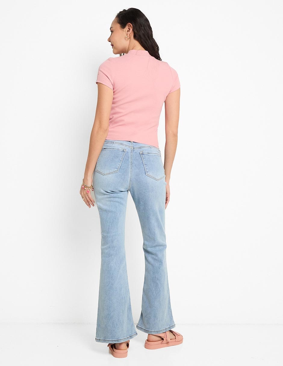Jeans flare corte cintura para mujer 2