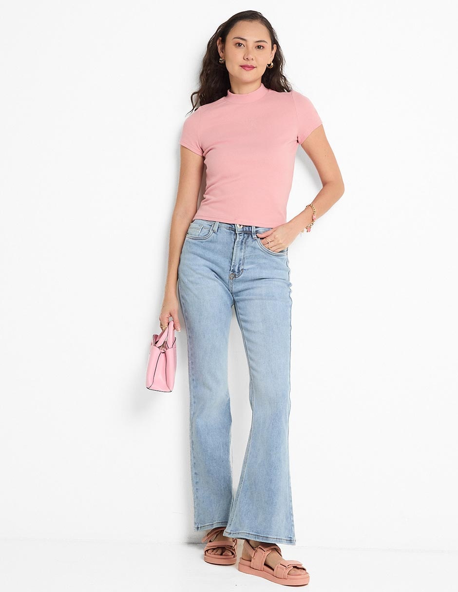 Jeans flare corte cintura para mujer 3