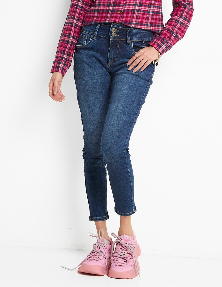 Jeans skinny corte cintura para mujer Jeans skinny corte cintura para mujer
