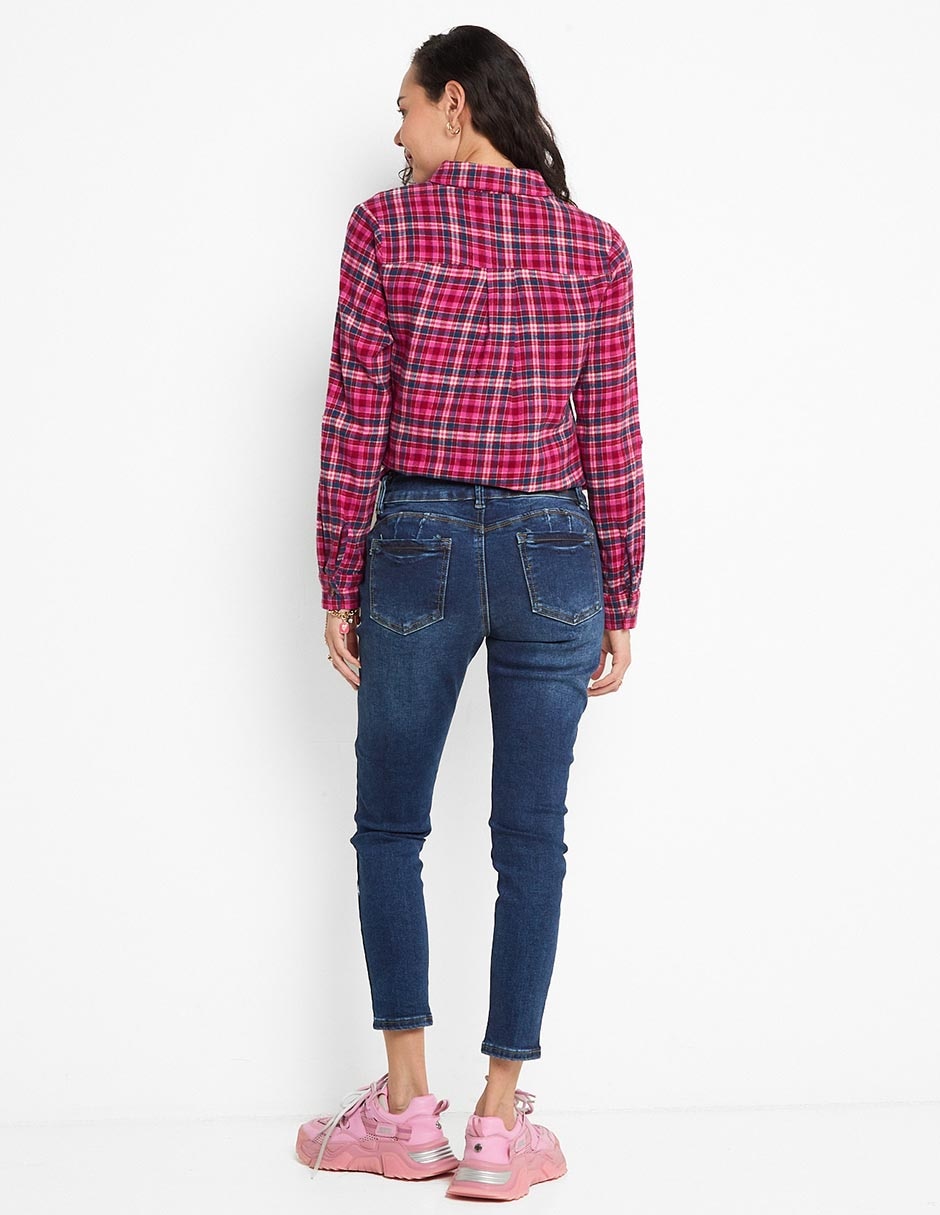Jeans skinny corte cintura para mujer 2