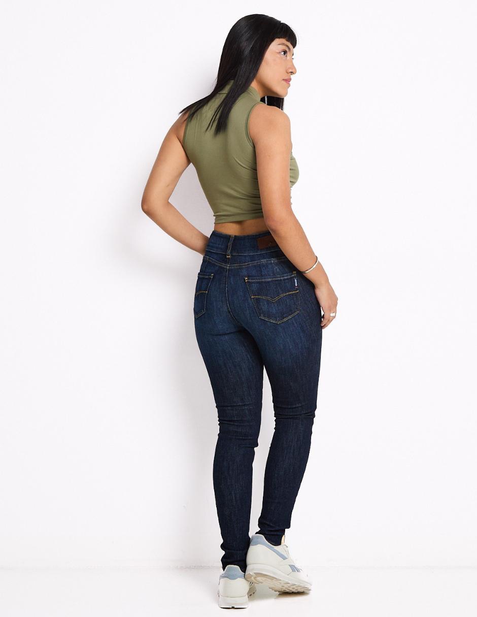 Jeans ultra skinny corte cintura alta para mujer 2
