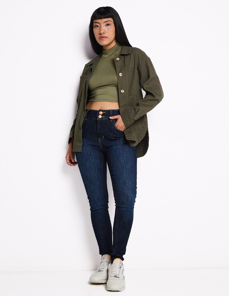 Jeans ultra skinny corte cintura alta para mujer 3