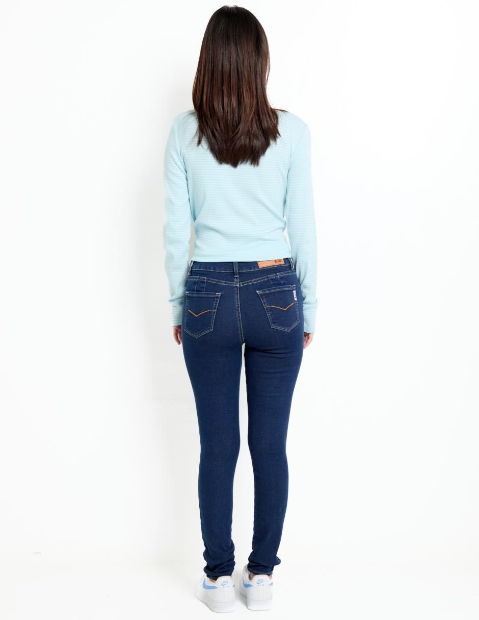 Jeans skinny corte cintura para mujer 2
