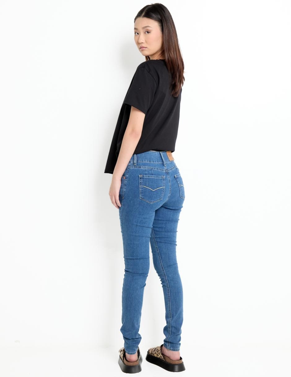 Jeans skinny corte cintura para mujer 2