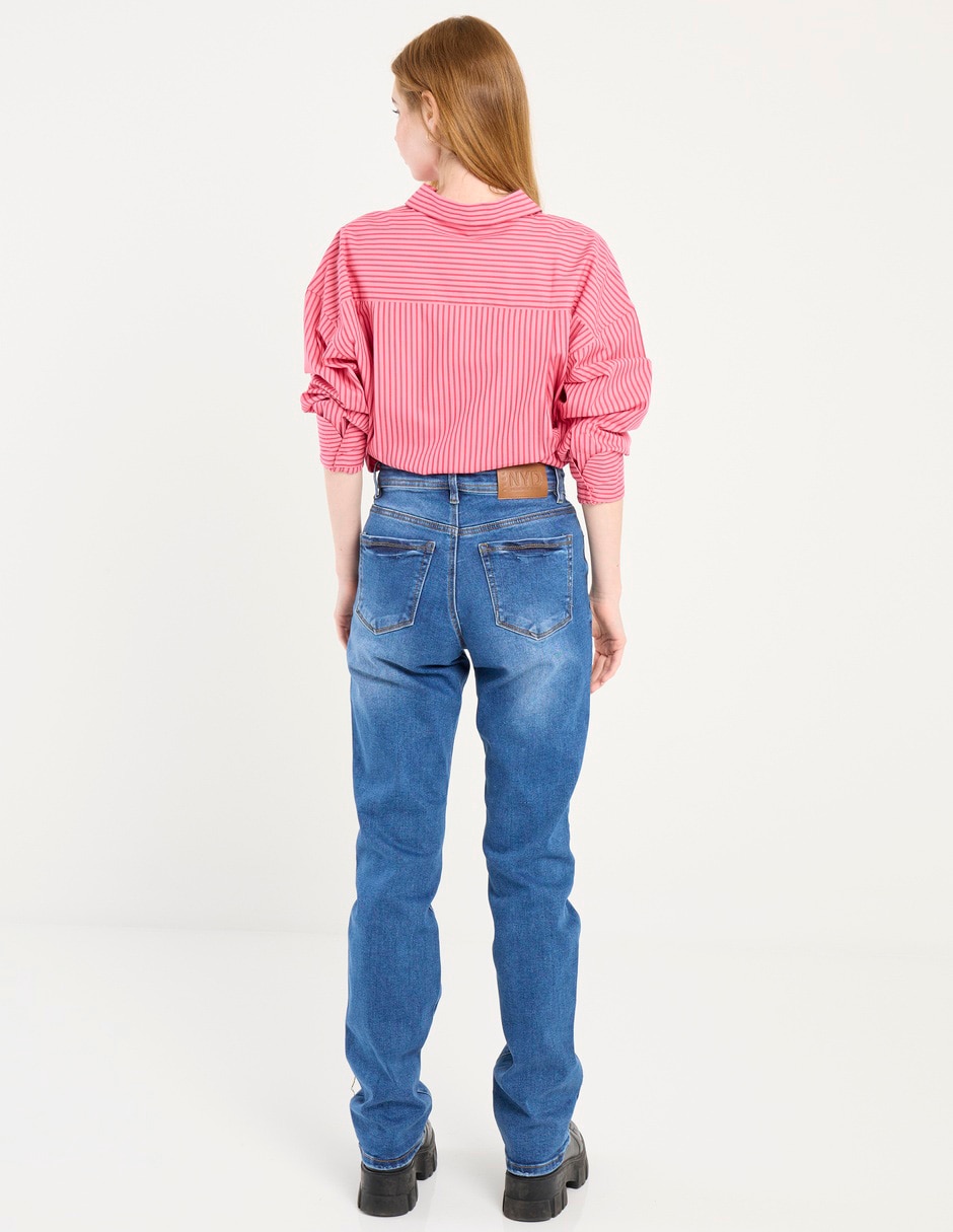 Jeans straight corte cintura para mujer 2