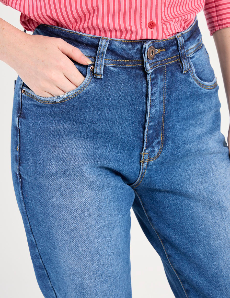 Jeans straight corte cintura para mujer 4
