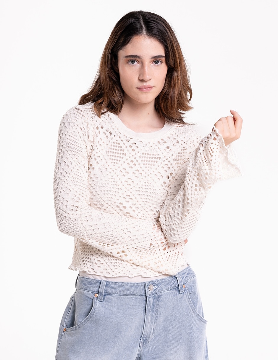 Blusa Madden Girl manga larga para mujer