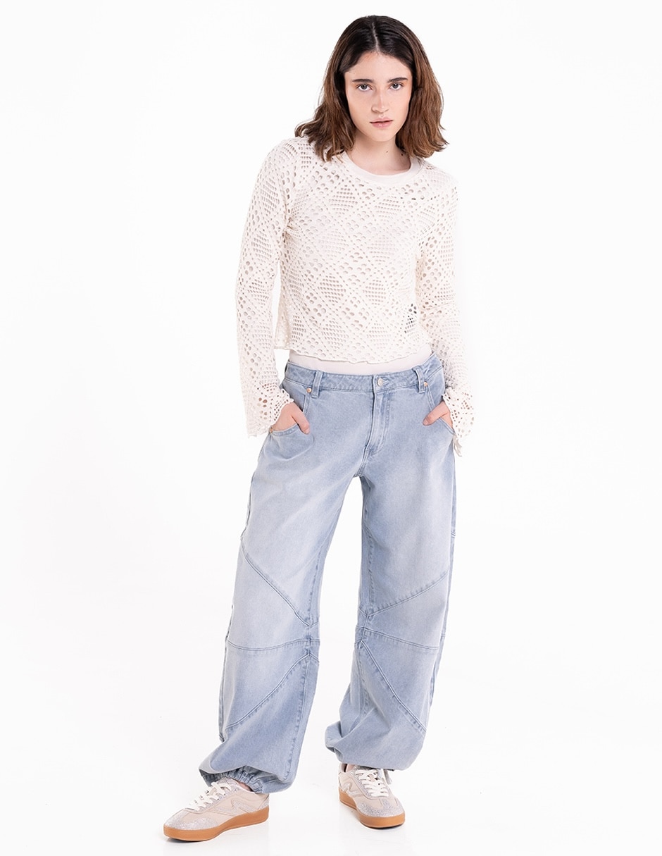 Blusa Madden Girl manga larga para mujer