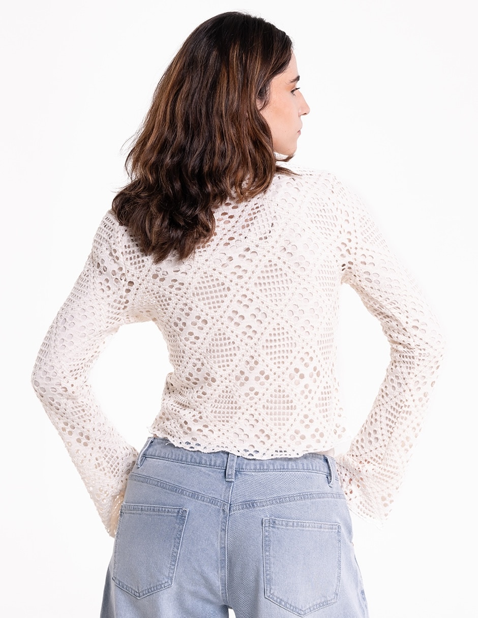 Blusa Madden Girl manga larga para mujer