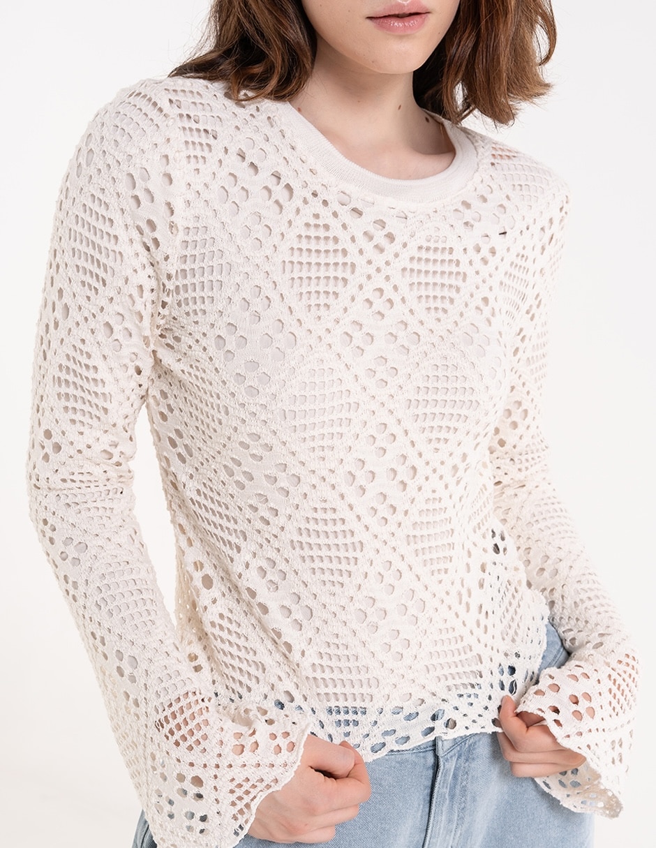 Blusa Madden Girl manga larga para mujer
