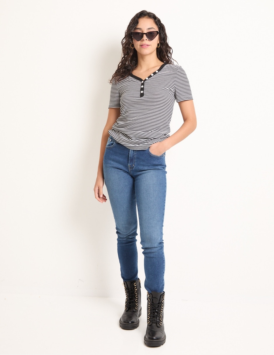Jeans skinny corte cintura alta para mujer 3
