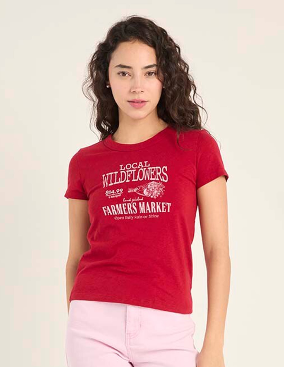 Playera manga corta American Eagle cuello redondo para mujer