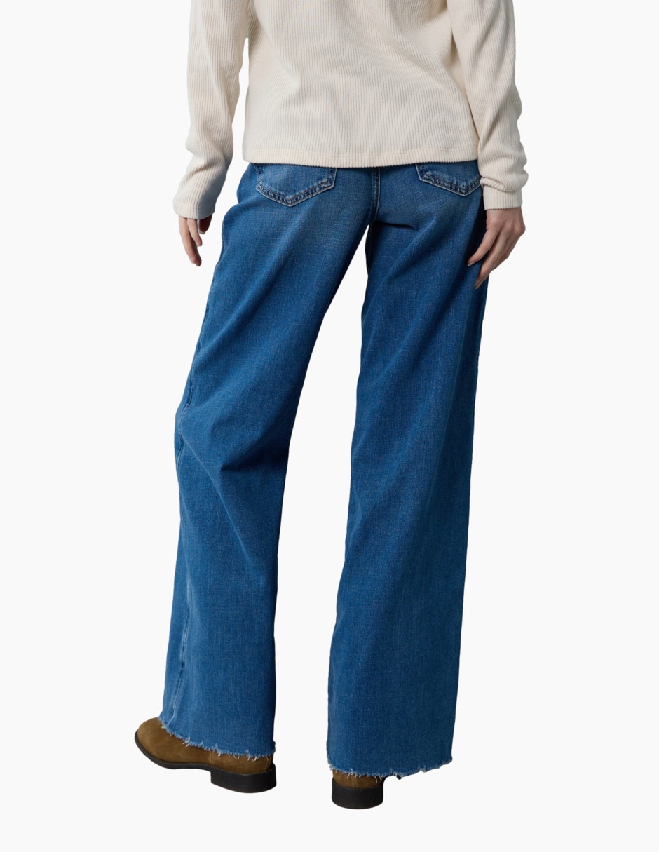 Jeans wide leg corte cintura alta para mujer 2