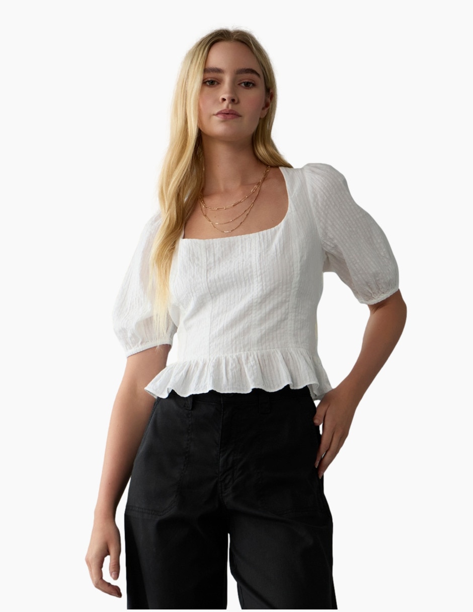 Blusa American Eagle manga al codo para mujer