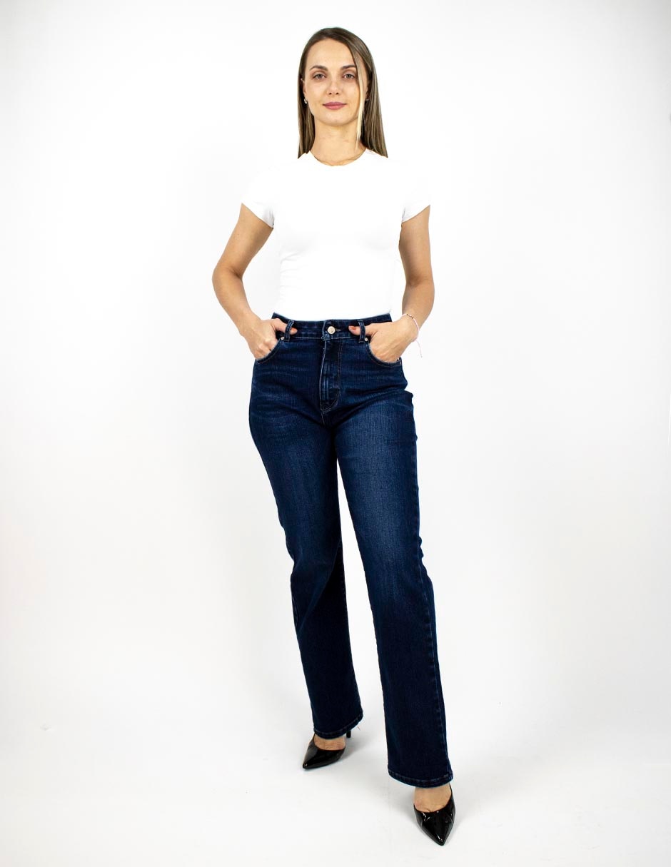 Jeans straight corte cintura para mujer 3