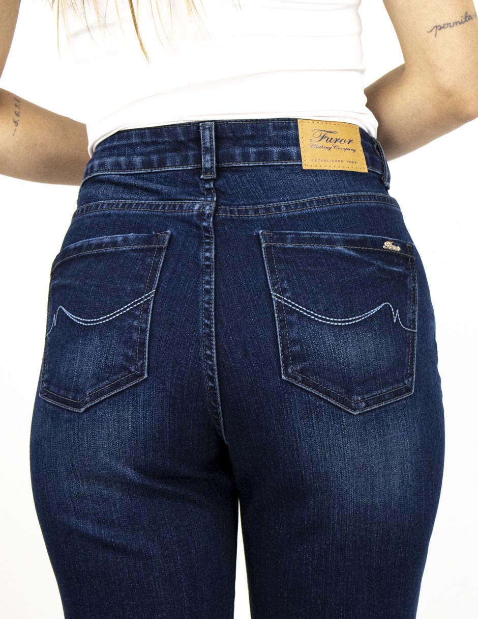 Jeans straight corte cintura para mujer 4