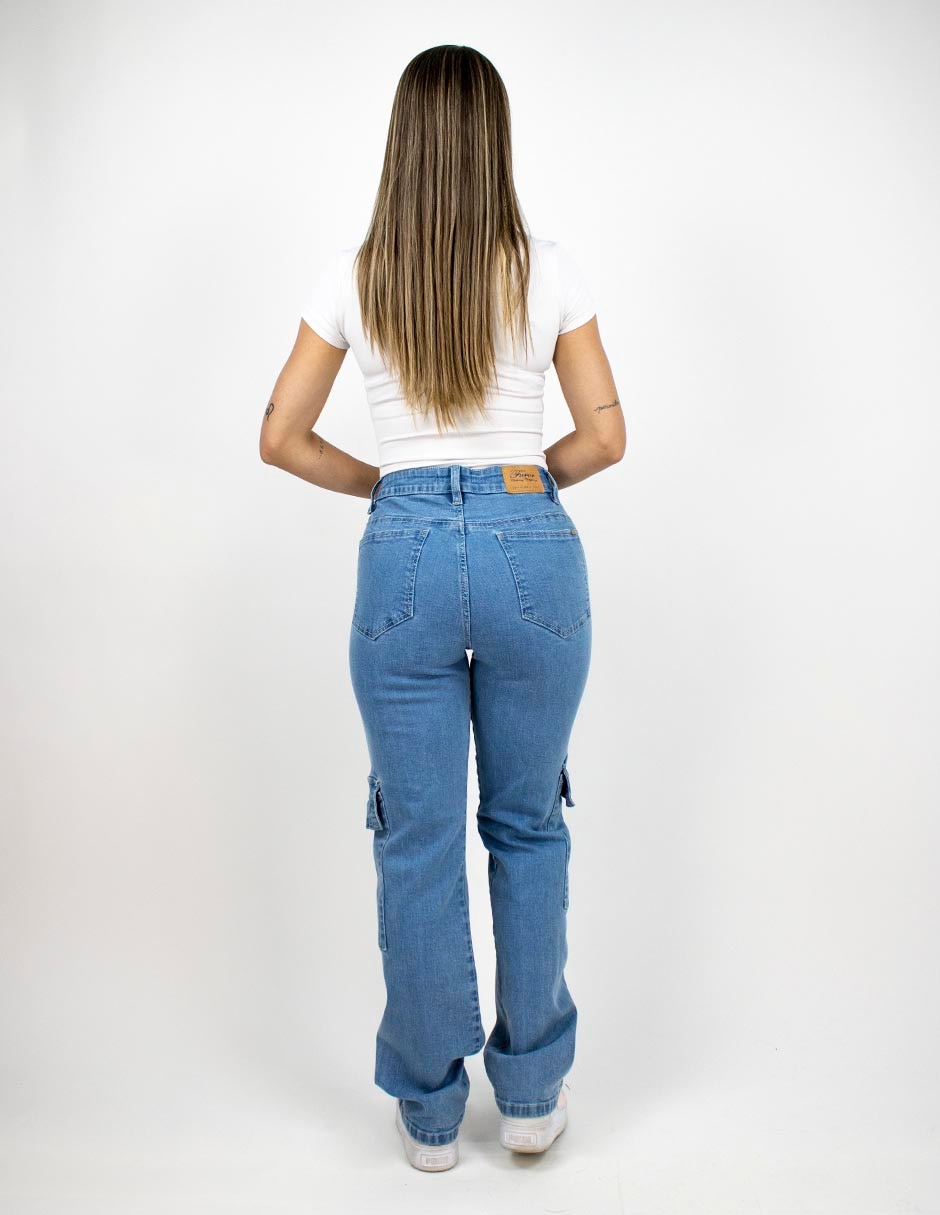 Jeans cargo straight para mujer
