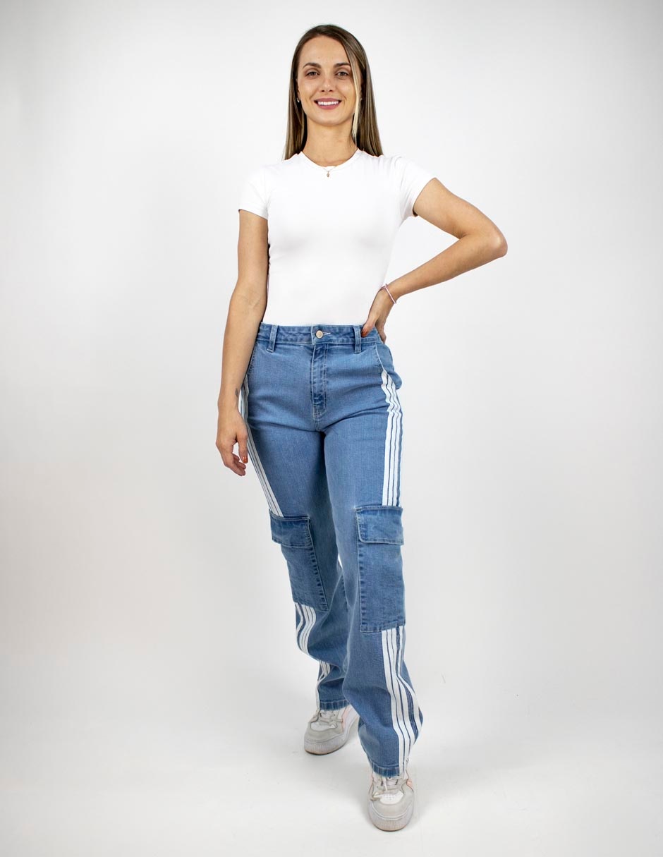 Jeans cargo straight para mujer