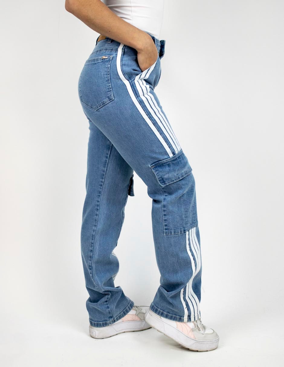 Jeans cargo straight para mujer
