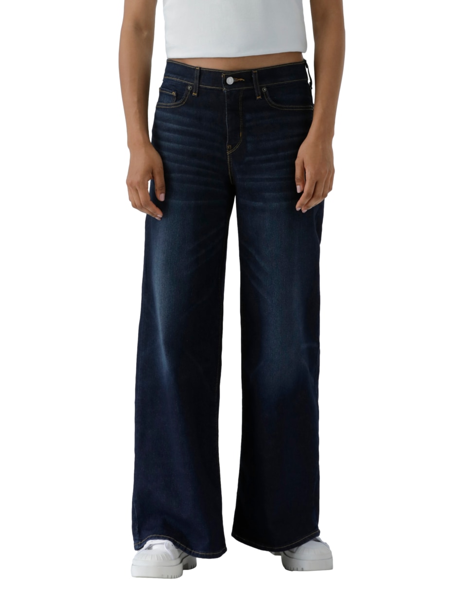Jeans relaxed Wide leg corte cintura para mujer