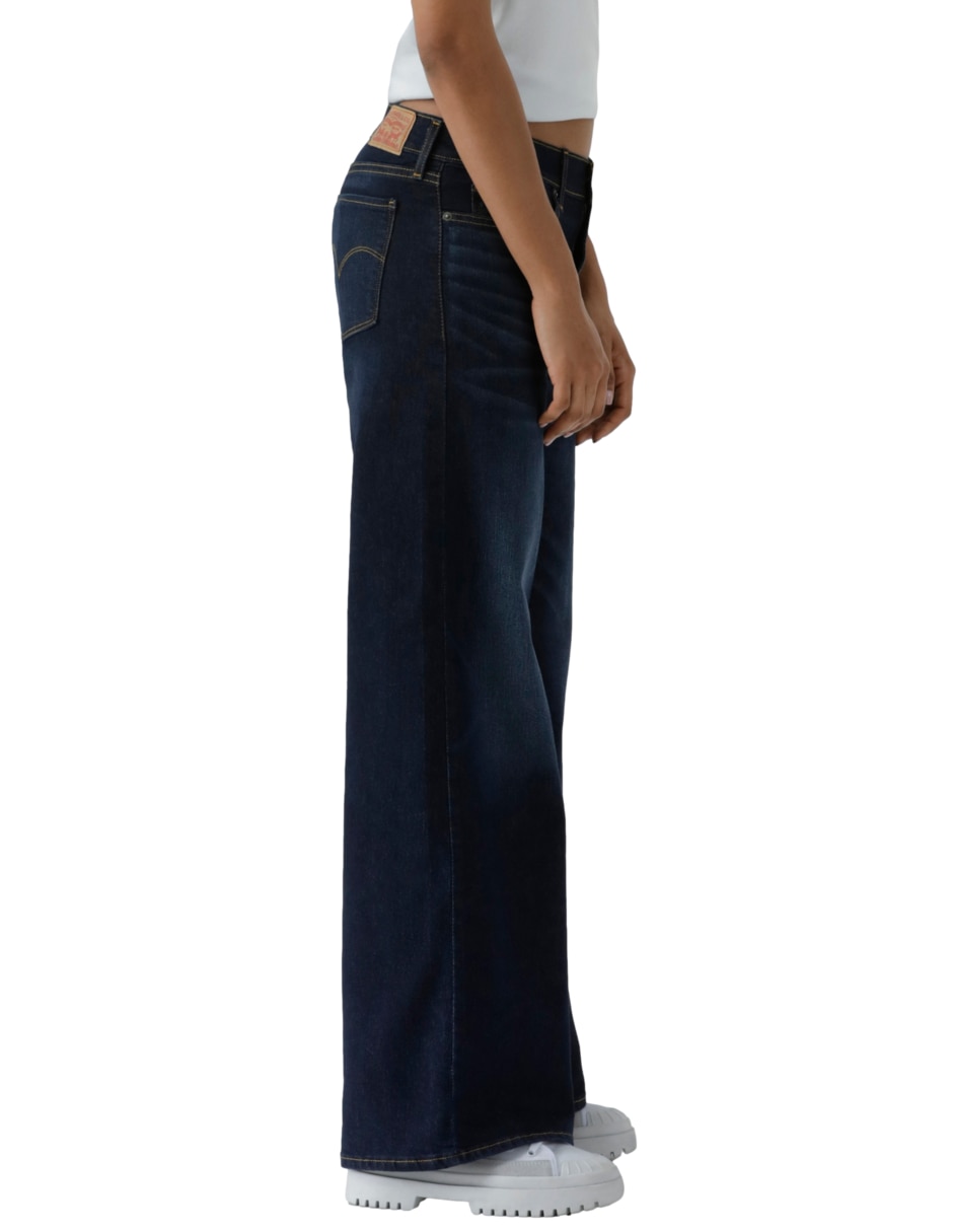 Jeans relaxed Wide leg corte cintura para mujer 3