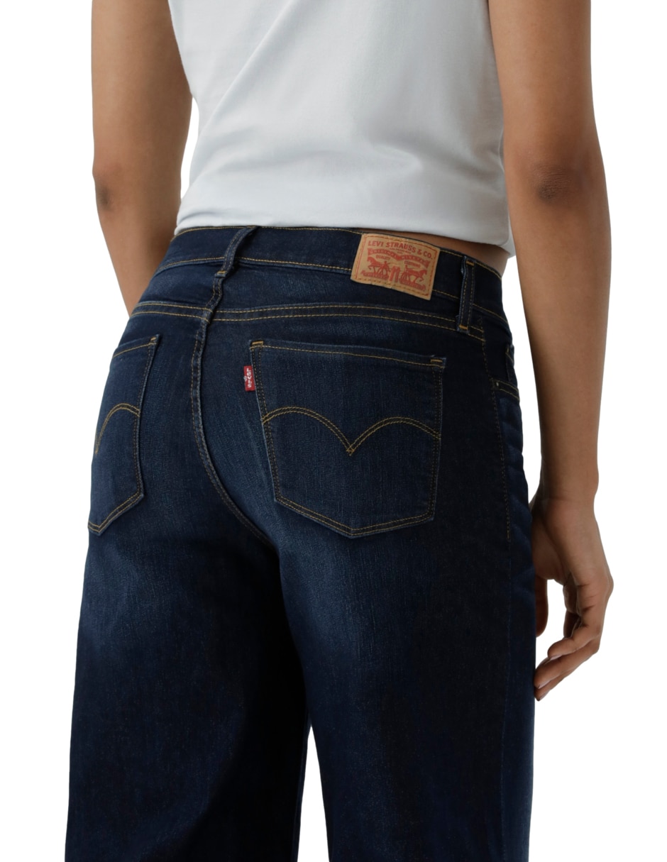 Jeans relaxed Wide leg corte cintura para mujer 5