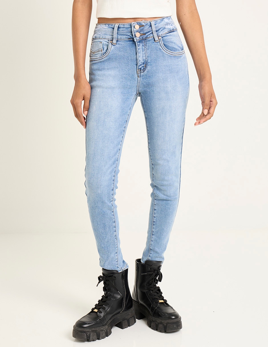 Jeans skinny corte cintura para mujer Jeans skinny corte cintura para mujer